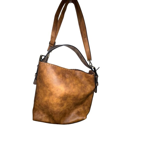 Jen & Co. Brown Faux Leather Shoulder Bag With Zipper Accents - Picture 7 of 11